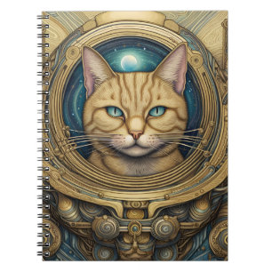 Caderno Espiral Gato astronauta e arte ciberpunk
