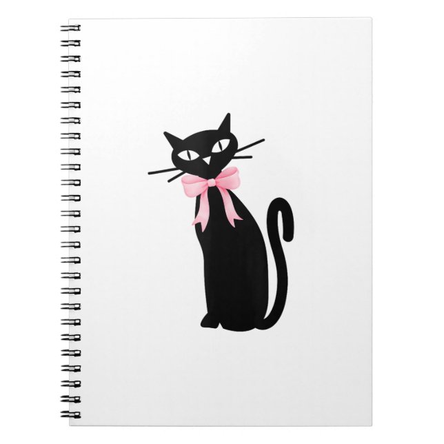 Caderno Espiral Gato Atômico Com Gato De Gato De Arco Rosa, Gatinh (Frente)