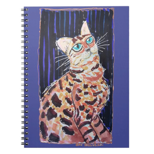 Caderno Espiral Gato Bengal Neon Noir (Frente)