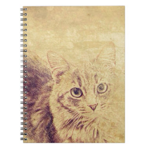 Caderno Espiral Gato bonito amante lápis esboço cinza por gato