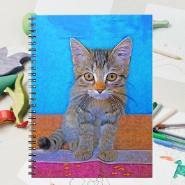 Caderno Espiral Gato bonito com olhos grandes