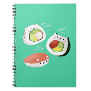 Caderno Espiral Gato bonito do sushi