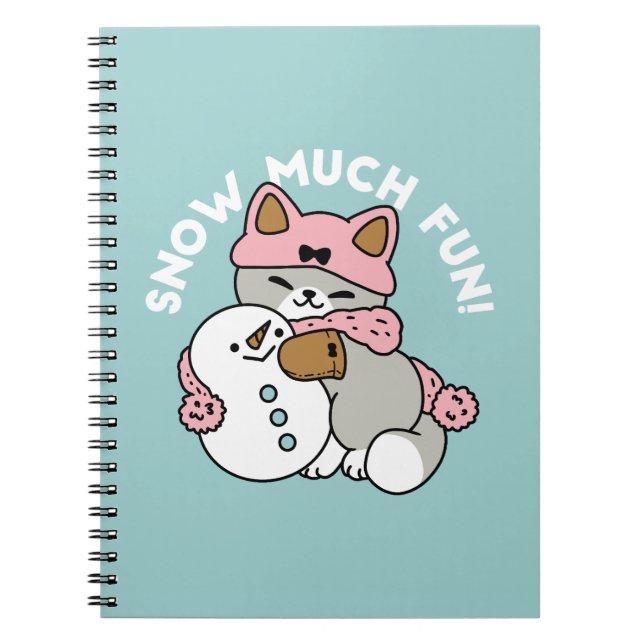 Caderno Espiral Gato Bonito em Neve Gear com Arte Snowman (Frente)