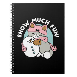 Caderno Espiral Gato Bonito em Neve Gear com Arte Snowman