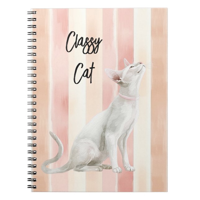 Caderno Espiral Gato bonito Pessegueiro Rosa Gelado Gelado (Frente)