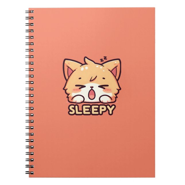 Caderno Espiral Gato bonito, sonolento (Frente)