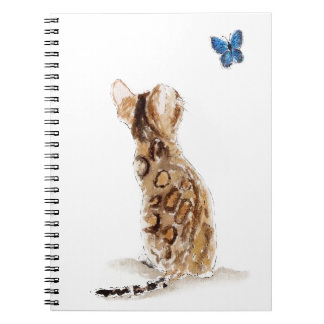Caderno Espiral Gato & borboleta de Bengal (Frente)