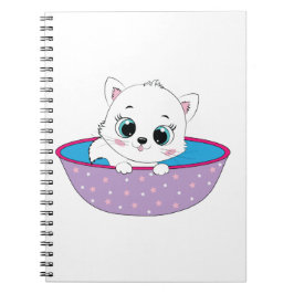 Caderno Espiral gato branco bonito