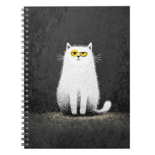 Caderno Espiral Gato Branco Mal-humorado – Divertida Arte Minimali