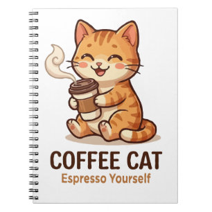 Caderno Espiral Gato Café Espresso a Si Mesmo Gatinho Fofo