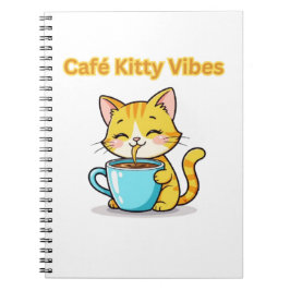 Caderno Espiral **Gato Café Fofo – Gato Adorável Bebendo Café I
