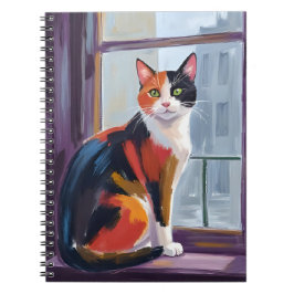 Caderno Espiral Gato Calico | Pet de Peitoril de Água-forte