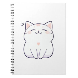 Caderno Espiral Gato Cantando com Nota Musical Design Kawaii