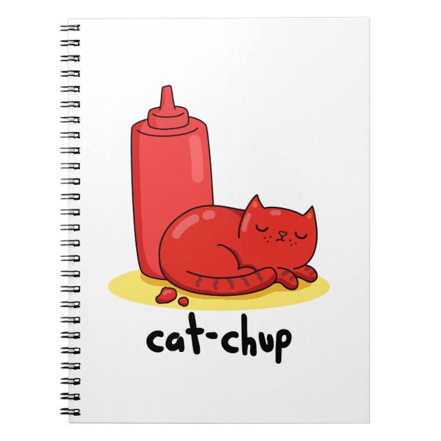 Caderno Espiral Gato-chuppi Molho Vermelho Divertido Trocadilho de (Frente)