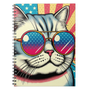 Caderno Espiral Gato com óculos