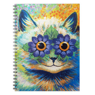 Caderno Espiral Gato com Olhos Flores Louis Wain