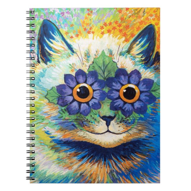 Caderno Espiral Gato com Olhos Flores | Louis Wain (Frente)