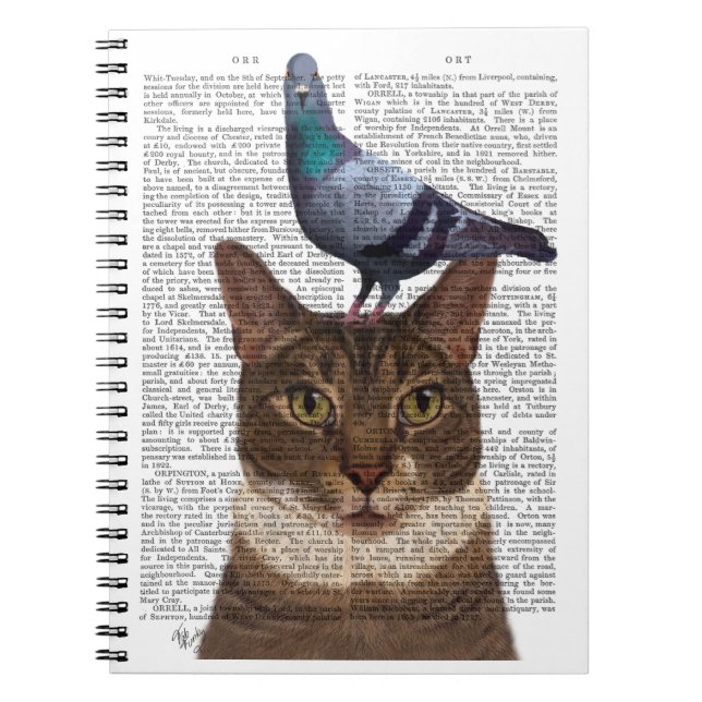 Caderno Espiral Gato com Pombo na Cabeça (Frente)