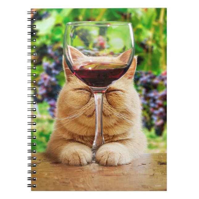 Caderno Espiral Gato com Vidro de Vinho (Frente)