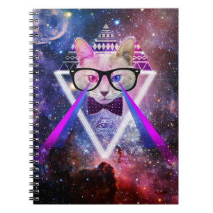 Caderno Espiral Gato da galáxia do hipster