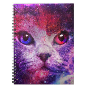 Caderno Espiral Gato da Galáxia Roxa