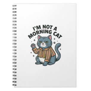 Caderno Espiral Gato da Manhã Gravura Vintage Camiseta de Gato Eng