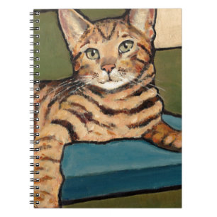Caderno Espiral Gato de Bengal que olha acima, pintura original