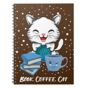 Caderno Espiral Gato de Café de Livro