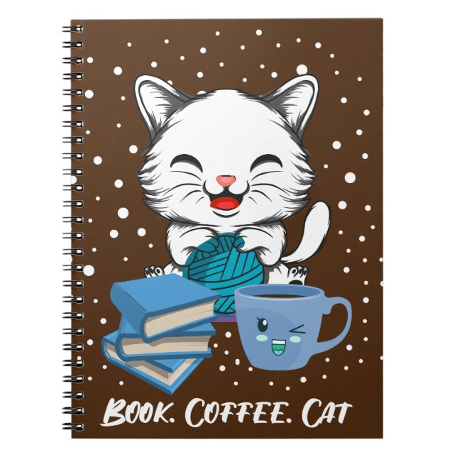 Caderno Espiral Gato de Café de Livro (Frente)