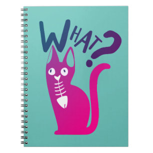 Caderno Espiral Gato de Cartoon Mínimo de Gradação Magenta de Piad