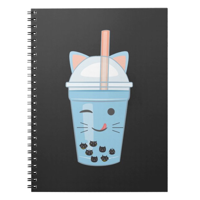 Caderno Espiral Gato De Chá Boba Milk Tea Cat (Frente)
