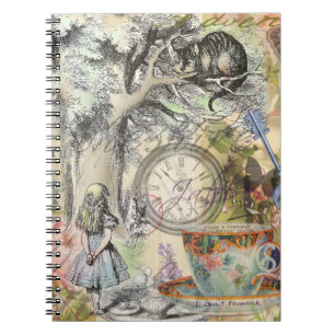 Caderno Espiral Gato de Cheshire Alice País das Maravilhas Clássic