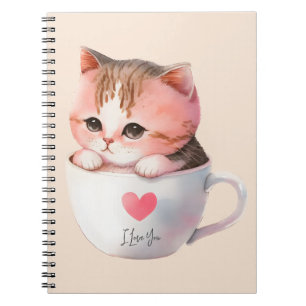 Caderno Espiral Gato de Chibi, Rosa, Cinzento, Cinzento-Cinzento, 