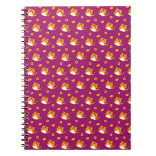 Caderno Espiral Gato de desenho animado fofo padrão contínuo   Lar