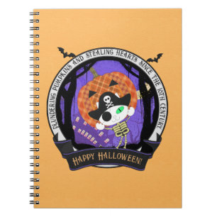 Caderno Espiral Gato de esqueleto pirata