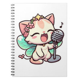 Caderno Espiral Gato de fada bonito cantando