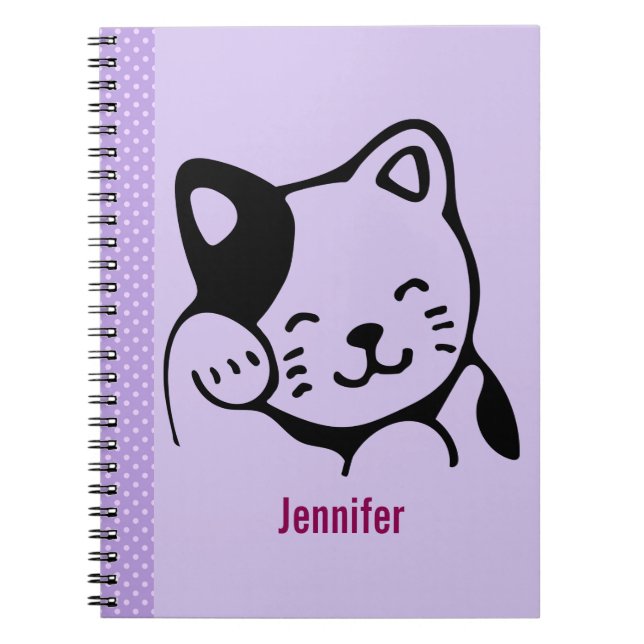 Caderno Espiral Gato de Gatinho Branco e Preto, Bonito, Alavancand (Frente)