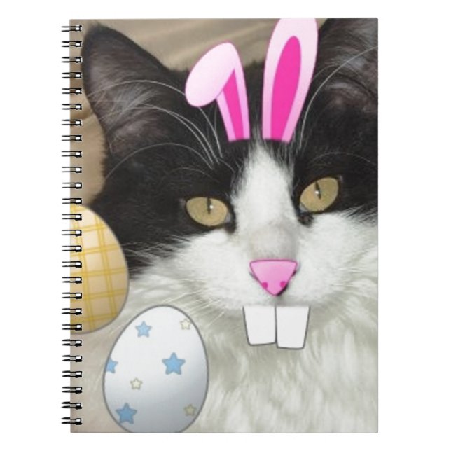 Caderno Espiral Gato de Gatinho Preto e Branco páscoa (Frente)