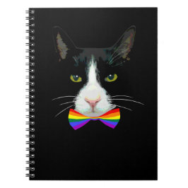 Caderno Espiral Gato de Gay LGBT com empate de Arco Arco-Íris