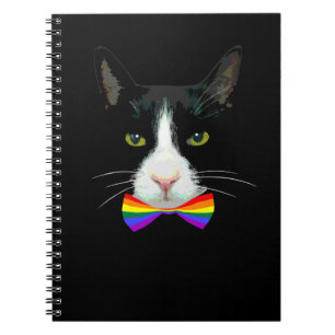 Caderno Espiral Gato de Gay LGBT com empate de Arco Arco-Íris