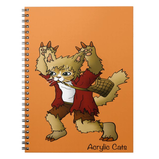 Caderno Espiral Gato de Lobisomem de Halloween (Frente)