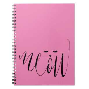 Caderno Espiral Gato de Mosto Rosa
