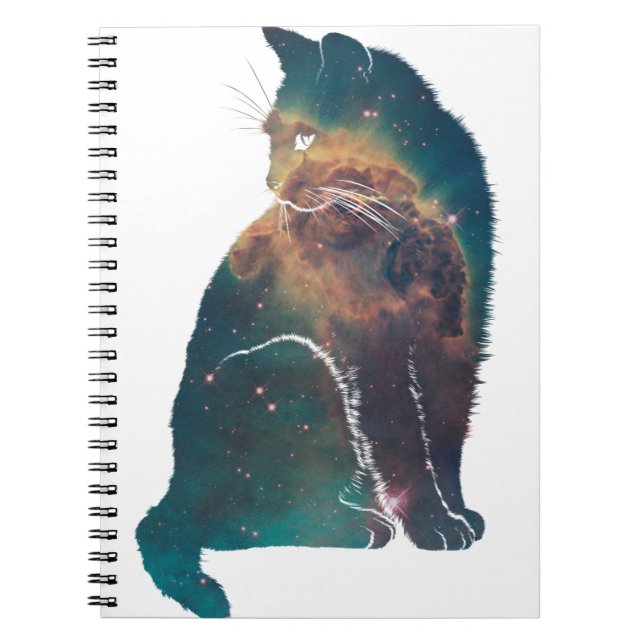 Caderno Espiral Gato de Nebula do Espaço (Frente)