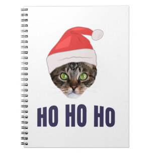 Caderno Espiral Gato de papais noeis com chapéu de Papai Noel, Ho 