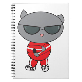 Caderno Espiral Gato de Rapper em Traje de Track