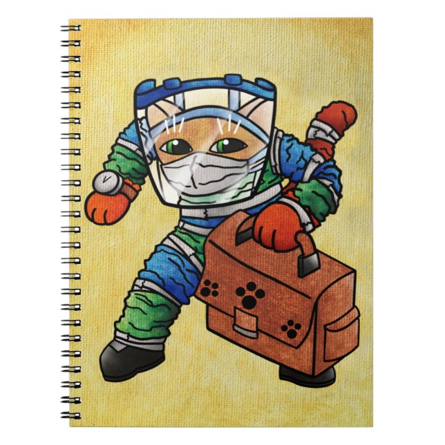 Caderno Espiral Gato de Segurança de Alerta de Permanência (Frente)