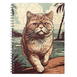 Caderno Espiral Gato de Shorthair exótico numa praia tropical