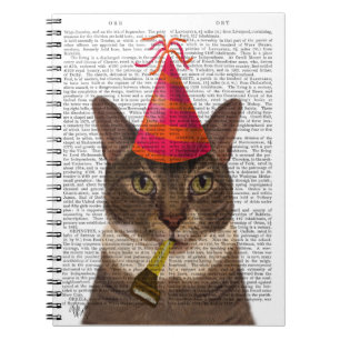 Caderno Espiral Gato de Tortoisinferno com Chapéu de Festa