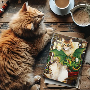 Caderno Espiral Gato do Dragão de Jogos da mesa Superior