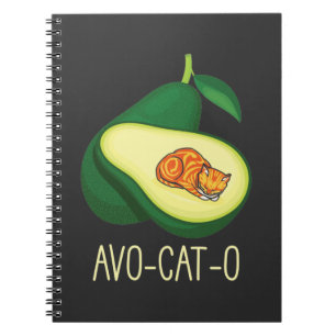 Caderno Espiral Gato Dormindo, Avocado, Foguete Vegetal